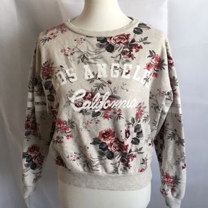 Light gray with pink floral sweatshirt